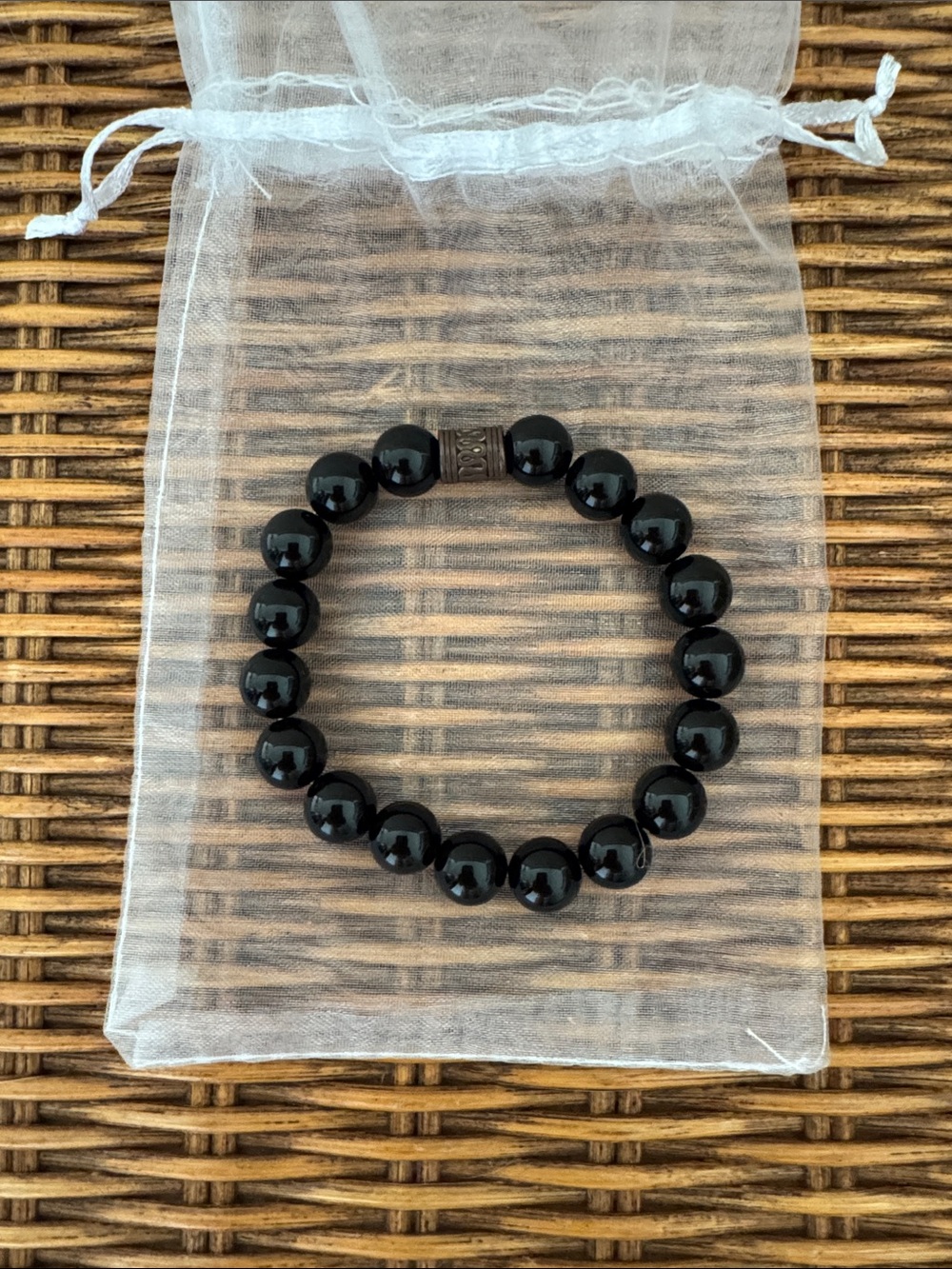 Black Tourmaline Beaded Stretch Bracelet